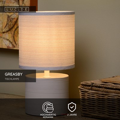 Lucide GREASBY - Tischlampe - Ø 14 cm - 1xE14 - Grau